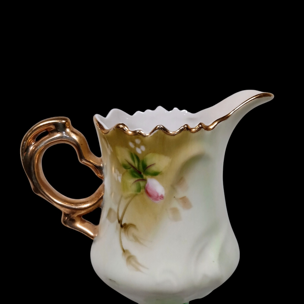Lefton China Creamer 3 1/2 Inch Heritage Green Rose 3066 VTG - Picture 2 of 16